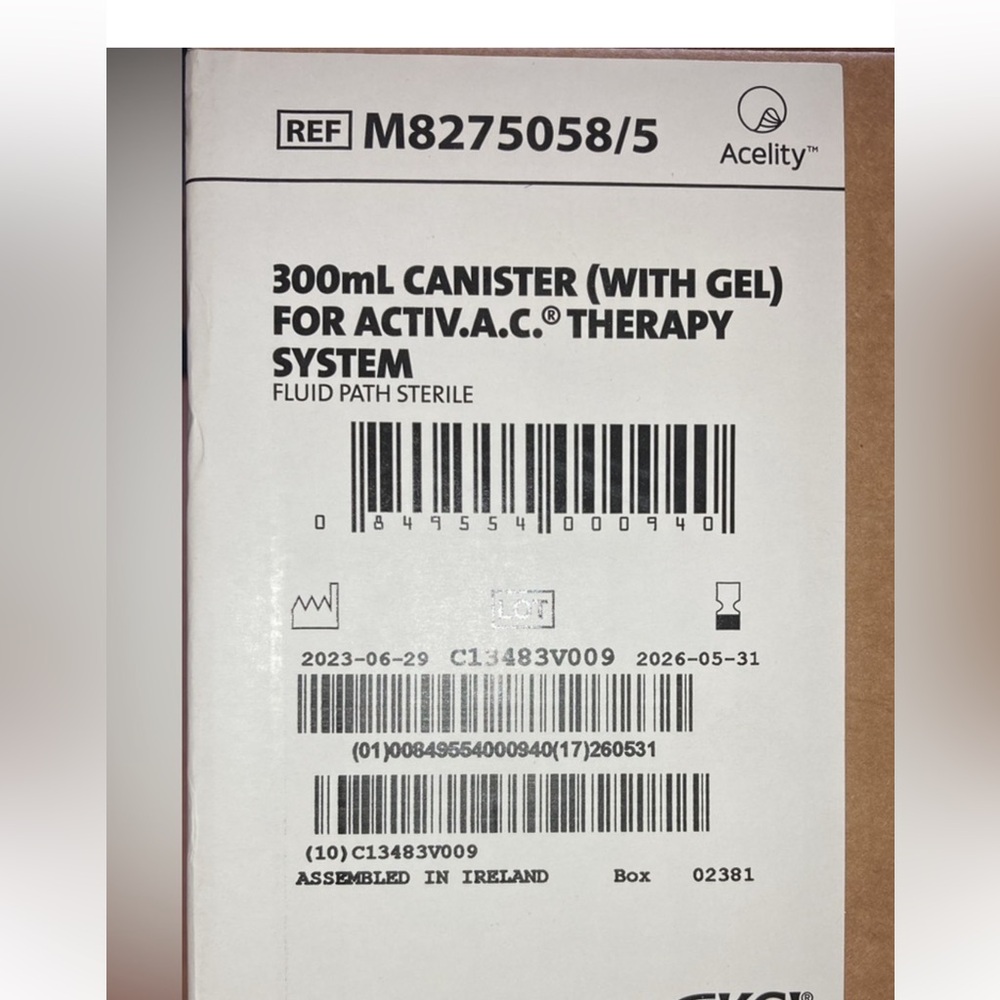 CASE OF 5 KCI M8275058 CANISTER (WITH GEL) FOR ACTIV.A.C. THERAPY SYSTEM SEALED